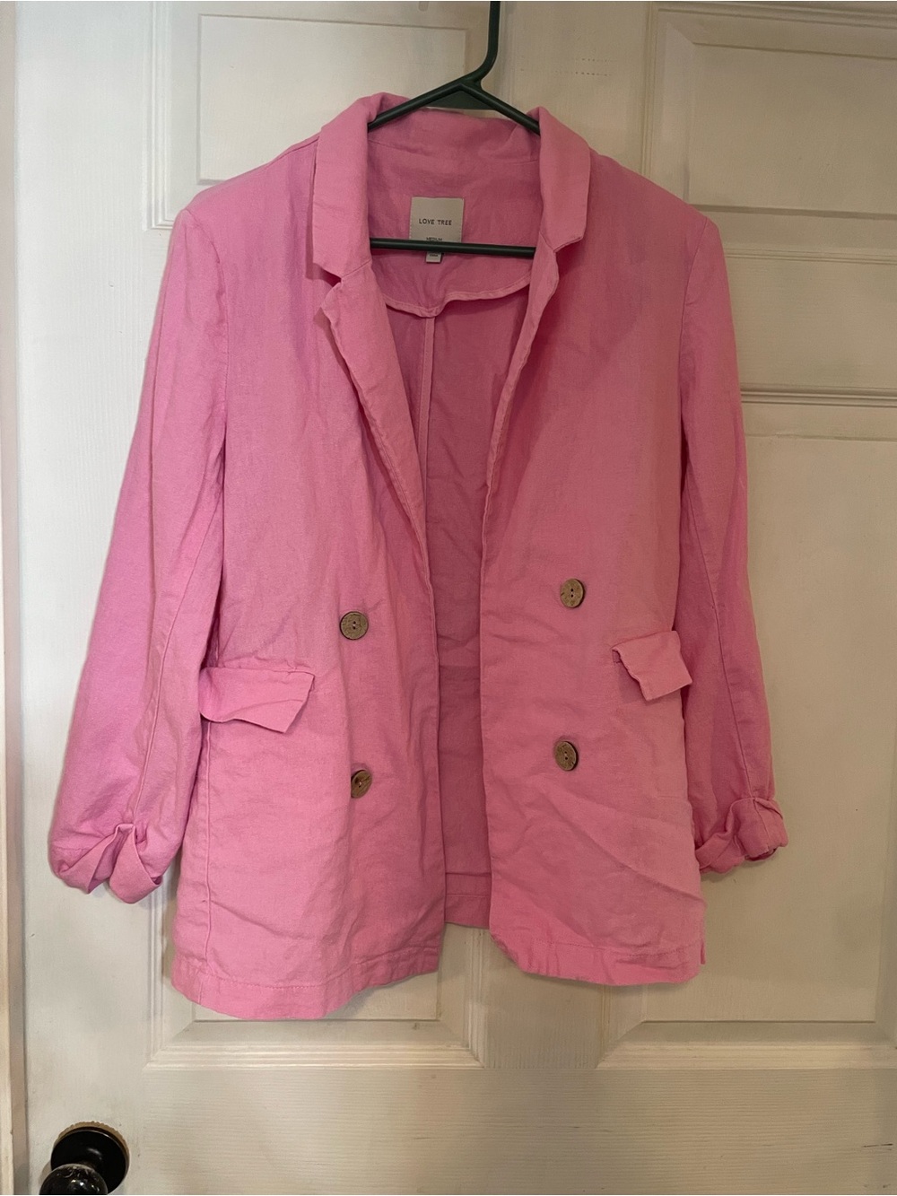 Love Tree Pink Womens Blazer Jacket Linen Medium
